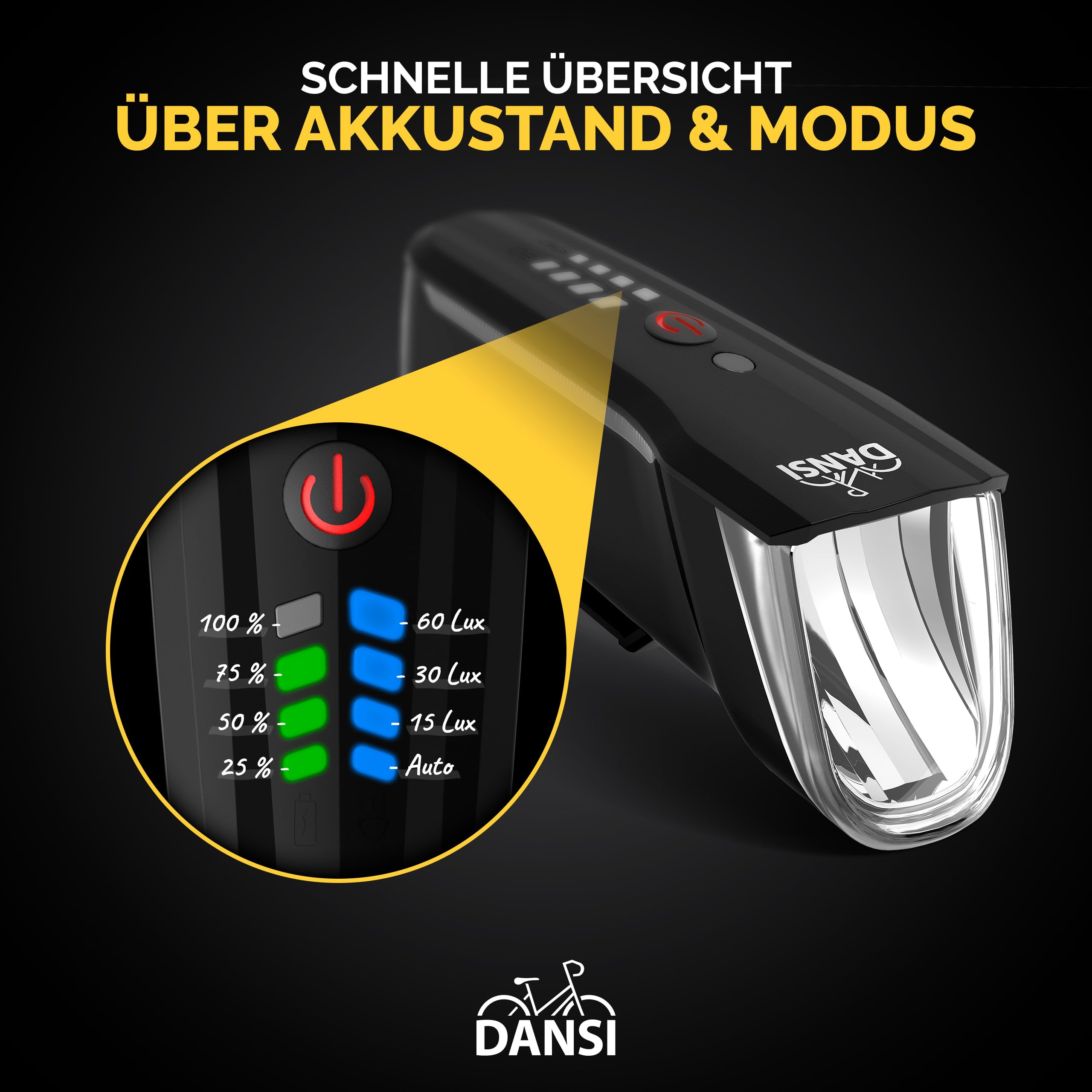nean LED-fietslamp met dynamo, met lichtautomaat en parkeerlicht, fietslamp, voorlicht, koplamp met StVZO-goedkeuring, 30 lux, zwart nean LED-fietslamp met dynamo, met lichtautomaat en parkeerlicht, fietslamp, voorlicht, koplamp met StVZO-goedkeuring, 30 lux, zwart