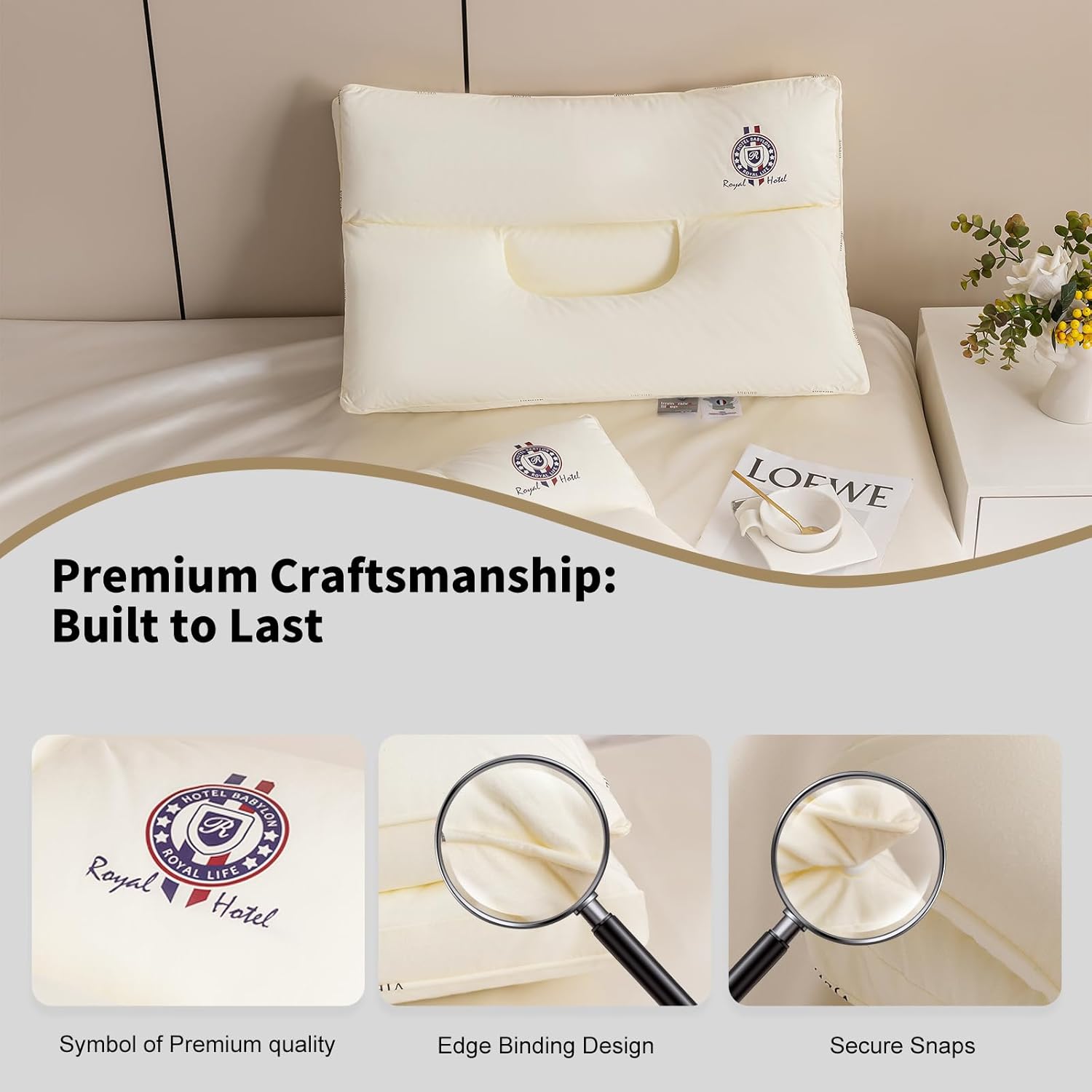 YOUPI Cervical Neck Pillow for sleeping, Ergonomic Design Bed Pillow for Side/Back/Stomach Sleeper, Dual-Height Support Pillow for Neck Pain Relief, Hypoallergenic & Odor-Free with Baby Safe Materials - Image 6