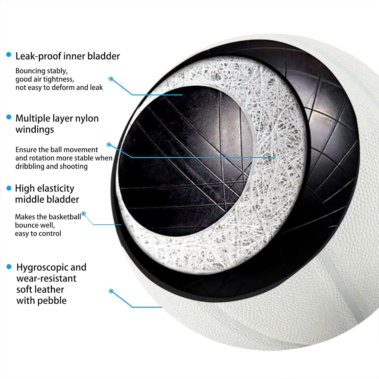 MINDCOLLISION Size 5/6/7 No Logo Basketball, Solid Color Basketball, Can Be Used for Autographs, Clubs, Training, Event Prizes