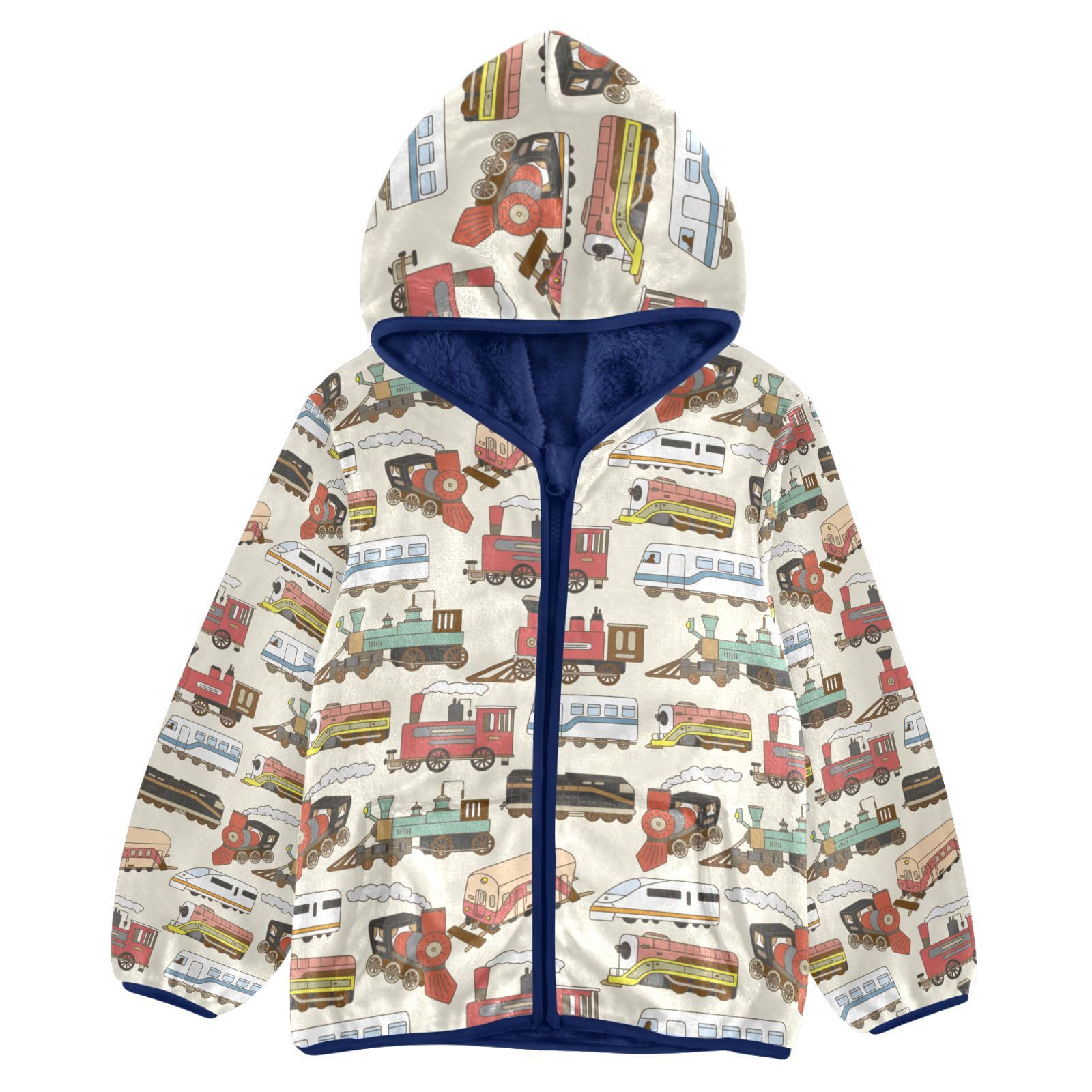 Aflyko Boys Fleece Coat Blue Zip-Up Hoodie Girls Outerwear Kids Hooded Jacket