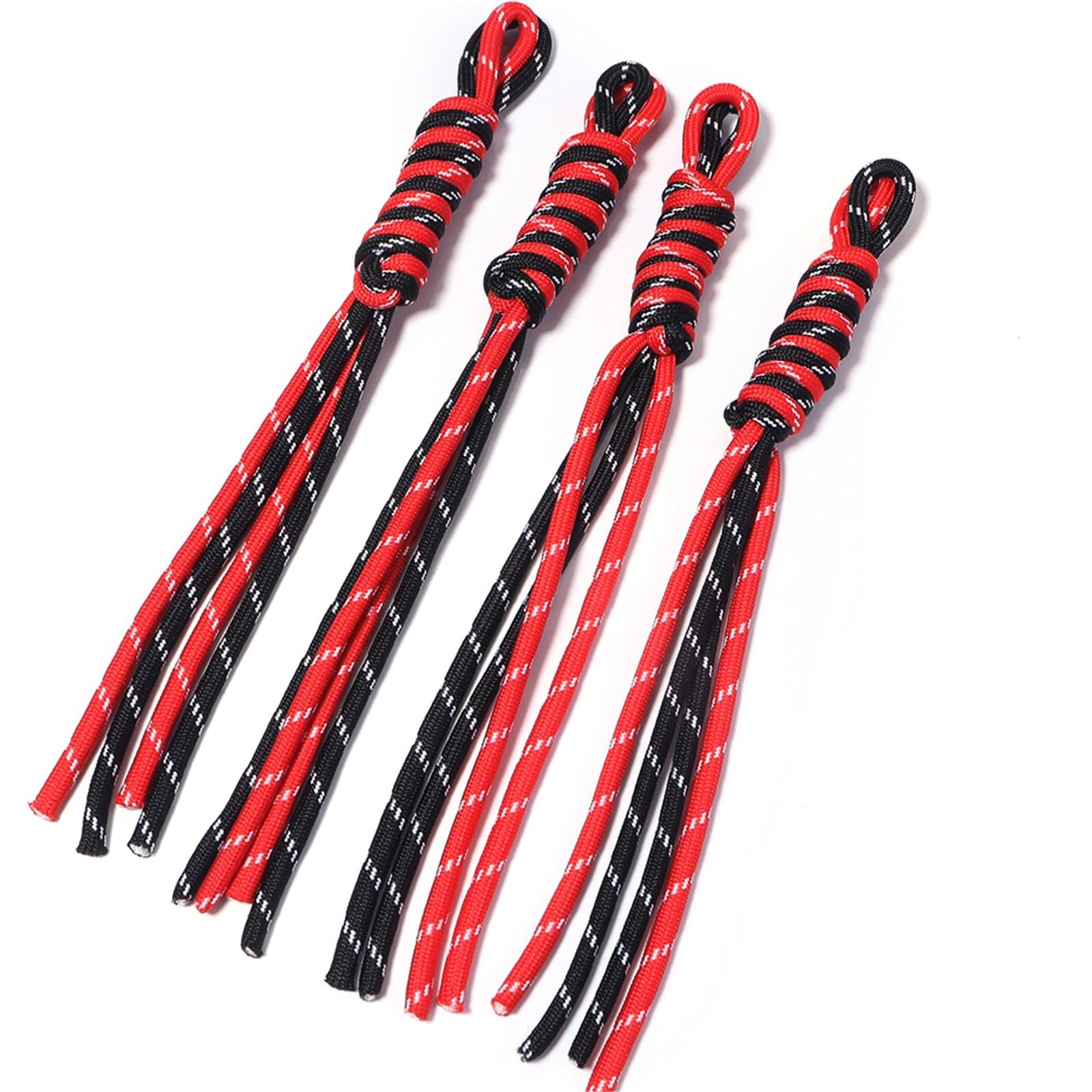 Nylonschnur, 24 Stück, 25 cm, geflochtenes Schlüsselband, Polyester, gewebtes Seil, Kordeln für Heimwerker, Schlüsselanhänger, Handytasche, Zubehör für Armbänder, Makramee, Rot / Schwarz