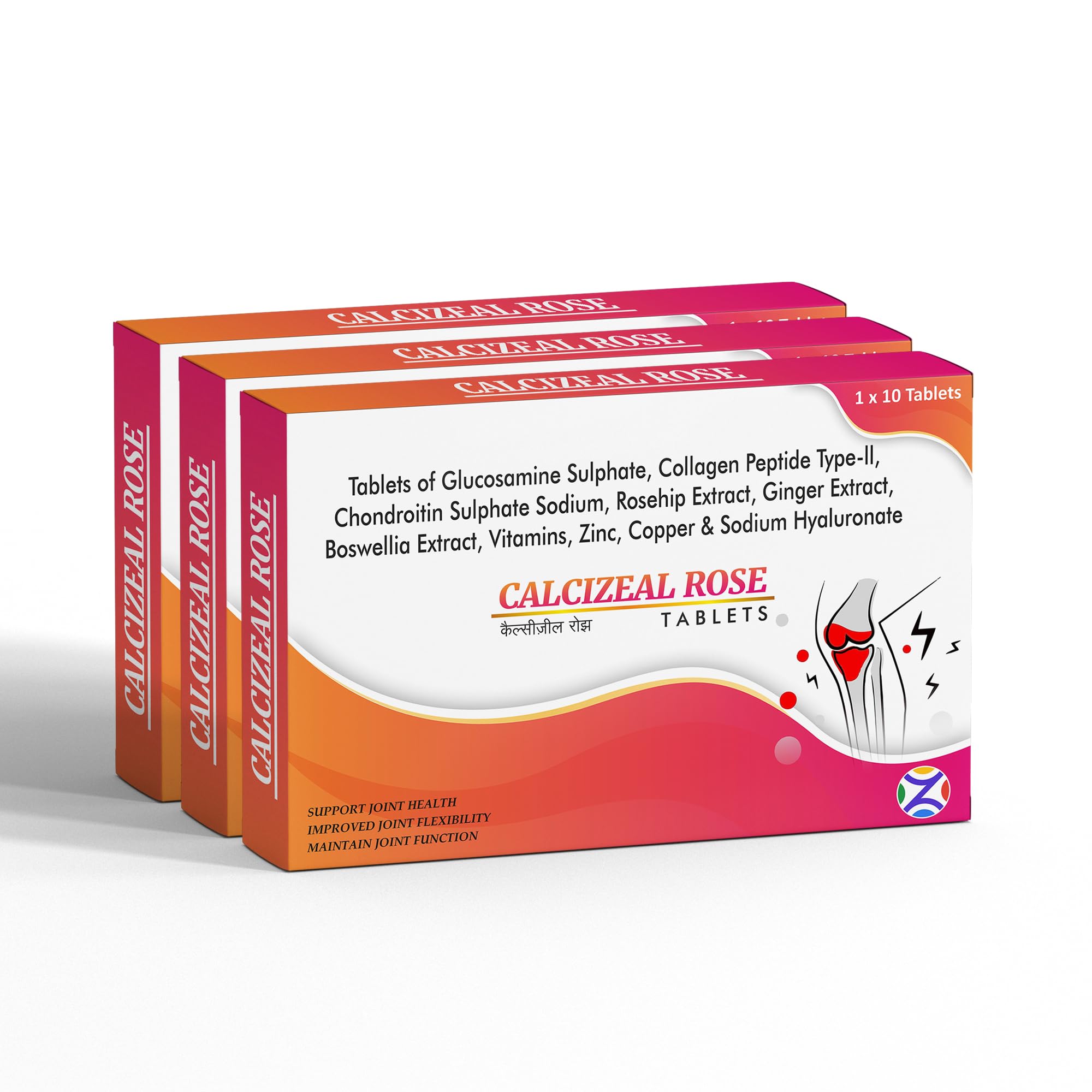 zeal pharmacure Calcizeal Rose Tab | Joint Support Supplement with Collagen & Glucosamine Chondroitin, Seed Extact with Vitamin C & D3 | Joint Cartilage Support & Muscle Health | Joint Pain Tablets - 30 Tab-picture-10