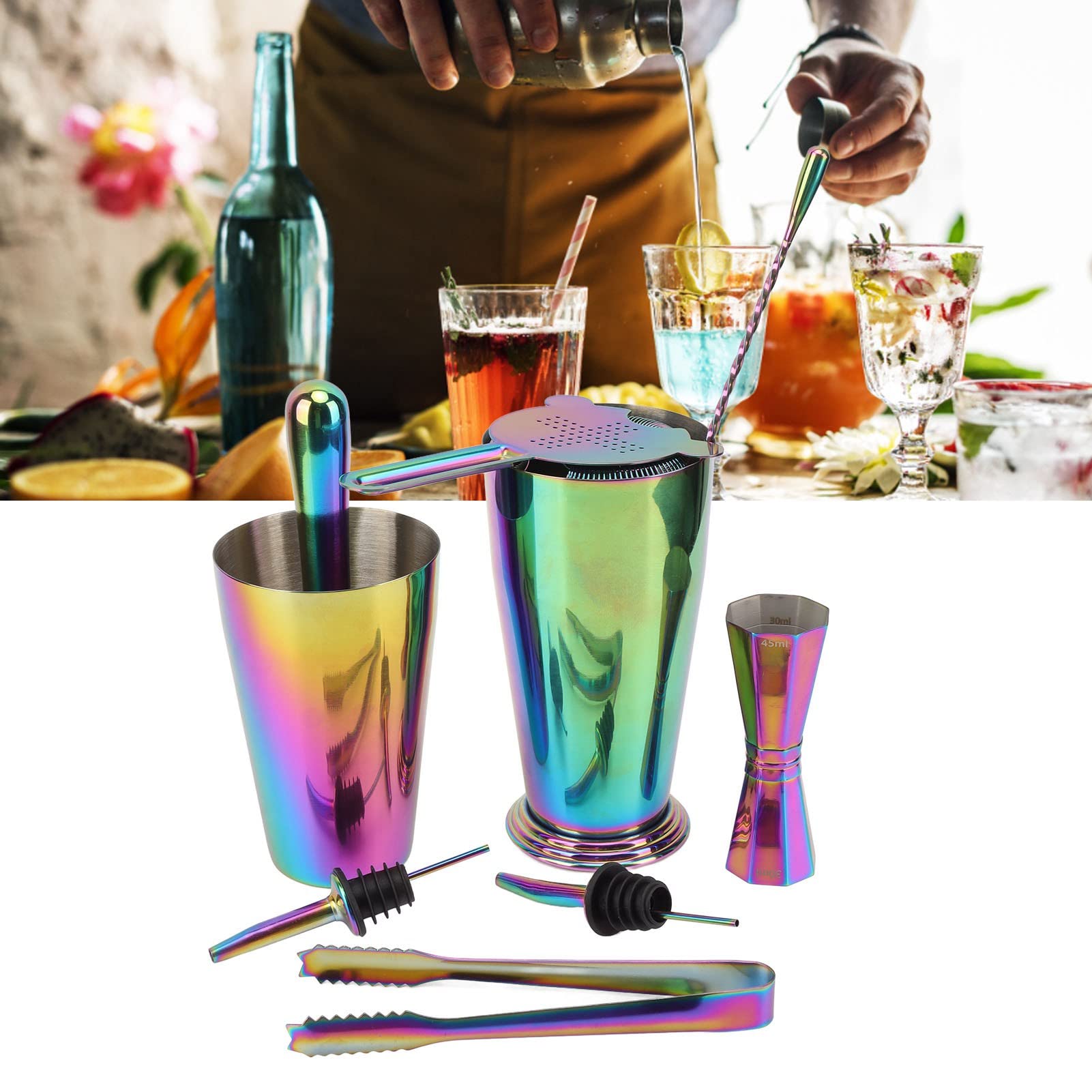 ['Kit Barman Kit Shaker per Cocktail in Acciaio Inossidabile 304 Set Jigger per Bar Ristorante Ritenzione del Calore', 'Set Shaker per Cocktail in Acciaio Inox 304 Shaker con
