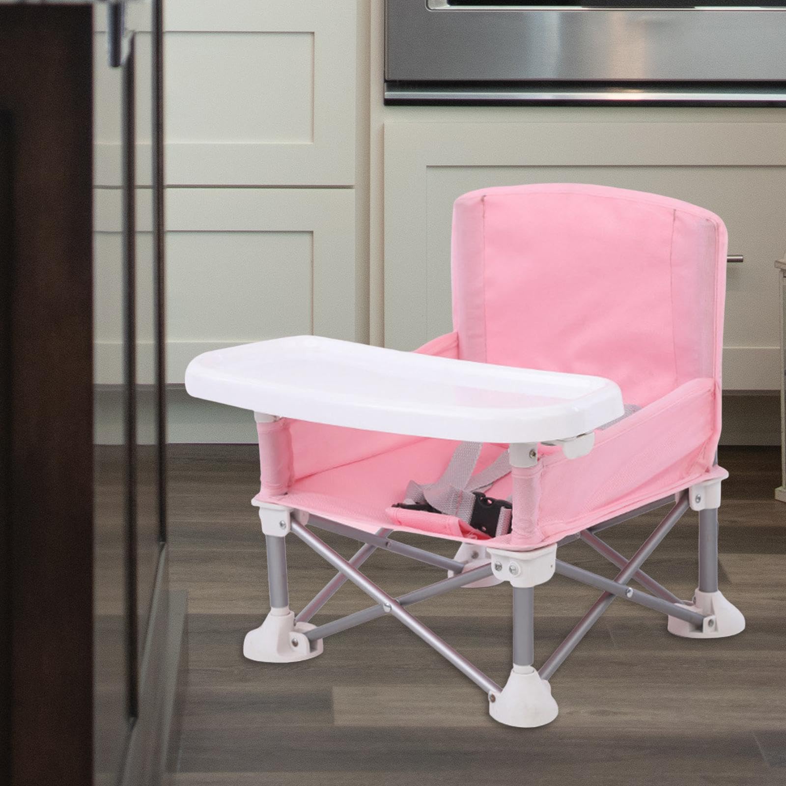 F Fityle Rehausseur de Siège pour Bébé Pliant avec Ceinture de Sécurité - Chaise de Plage Extérieure d'Alimentation Portable et Stable, Rose