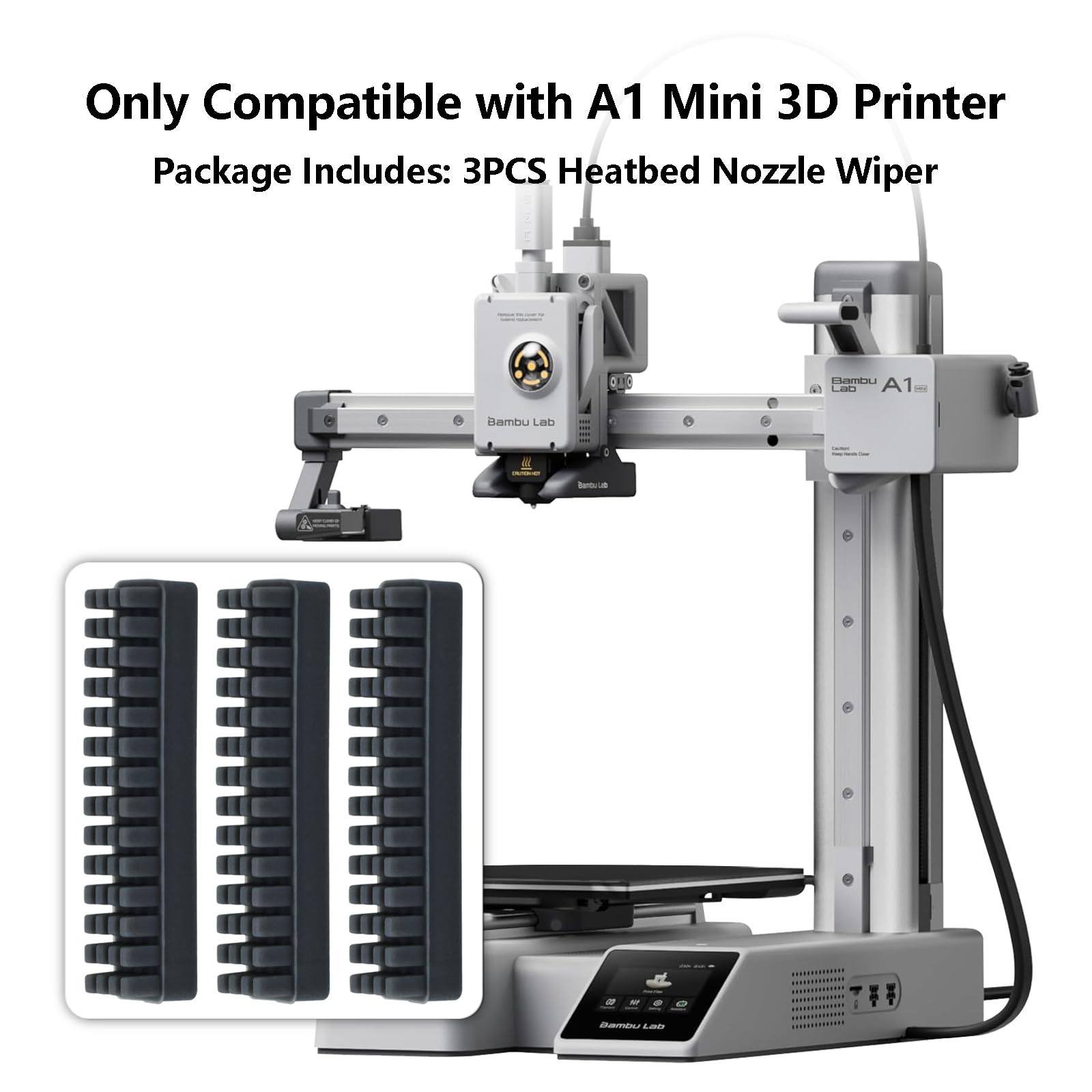3 SZT. A1 Mini Heatbed Nozzle Wiper, Akcesoria do drukarki 3D 3 SZT. Zestaw szybek silikonowych do wycierania dyszy dla Bambu Lab A1 Mini 3D Printer