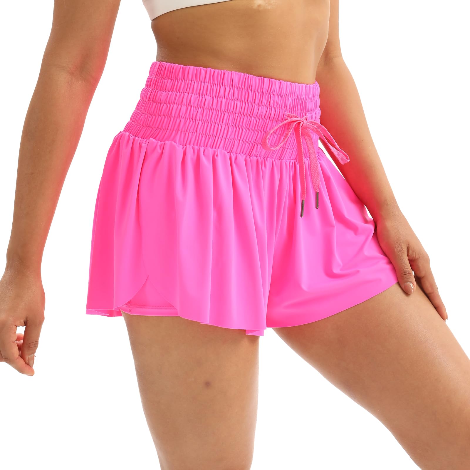 Blaosn Flowy Athletic Shorts for Women Workout Running Gym Yoga High Waist with Pockets Sweat Skorts Casual Summer Clothes