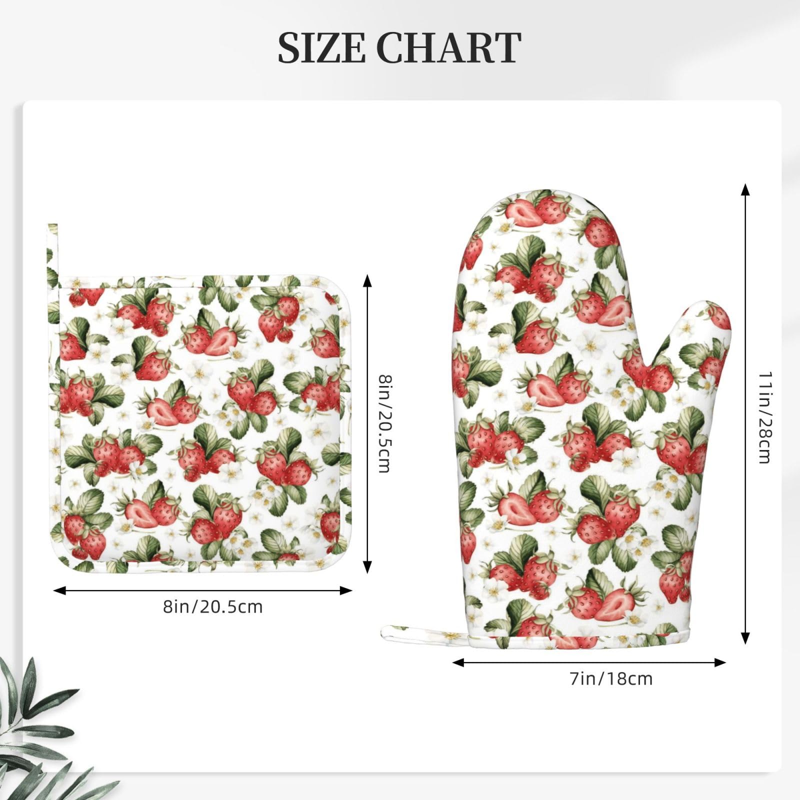 Juego de 4 manoplas de horno y agarraderas de verano de frutas y fresas, guantes de cocina florales de acuarela resistentes al calor, almohadillas calientes para cocinar, hornear, asar a la parrilla