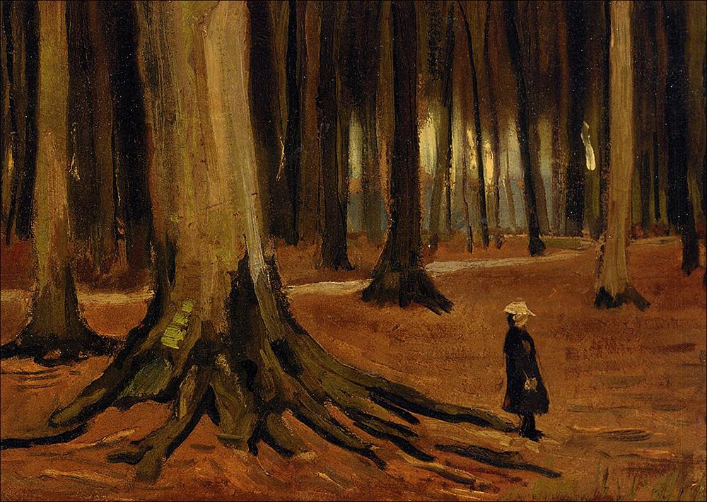 Impression Van Gogh Girl in The Woods poster XXL mat 1882 pour décoration intérieure salon