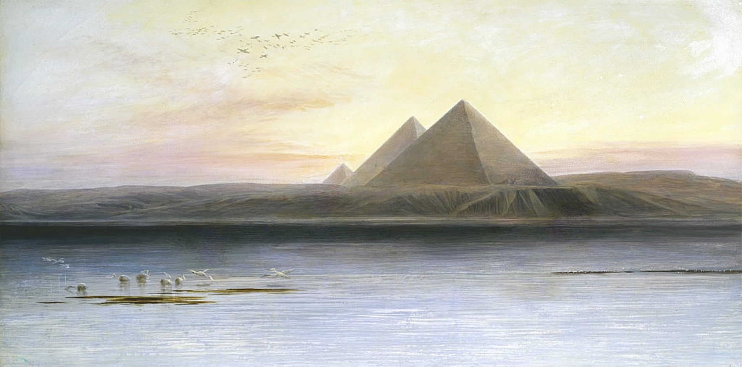 POSTERIIk Vintage Classic Picture Landscape Artwork the Pyramids At Gizeh by Edward Leaars Portrait Canvas Painting for Office Home Decor 60x90cm