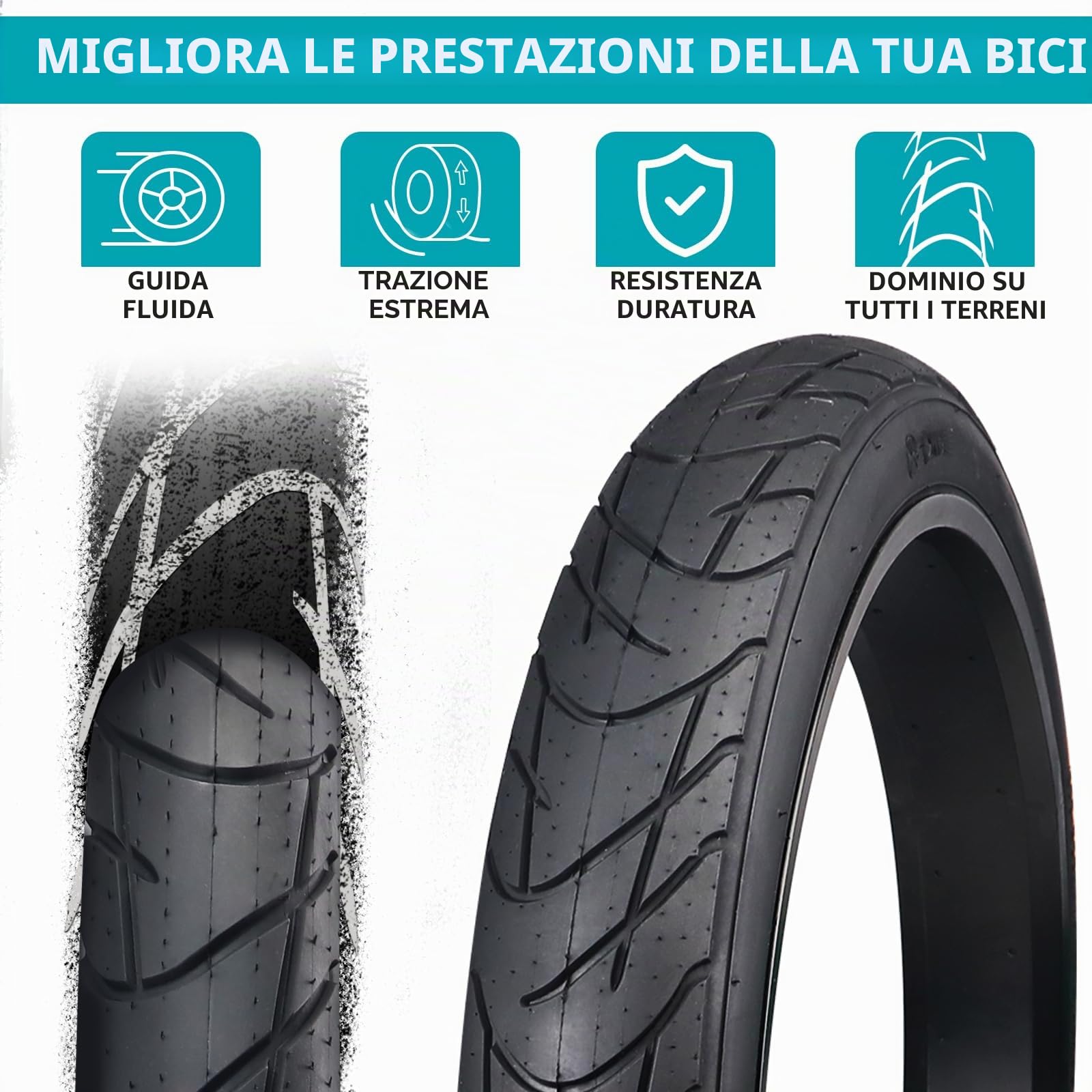 ZUKKA E Bike - Pneumatico per bicicletta 26 x 3,0, resistente alle alte prestazioni, per mountain bike, mountain bike, colore nero