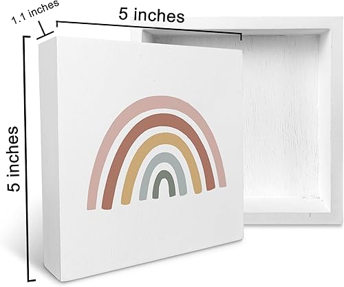 Miniatura 6 de Decoración de escritorio bohemia, caja de madera de arcoíris neutro, estilo rústico, estilo granja, bloque de madera, decoración para el hogar