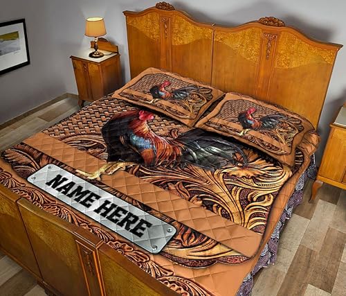 Miniatura 4 de Ohaprints Juego de ropa de cama y fundas de almohada con diseño de madera con diseño de gallo de pollo, tamaño King, Queen, doble, individual,