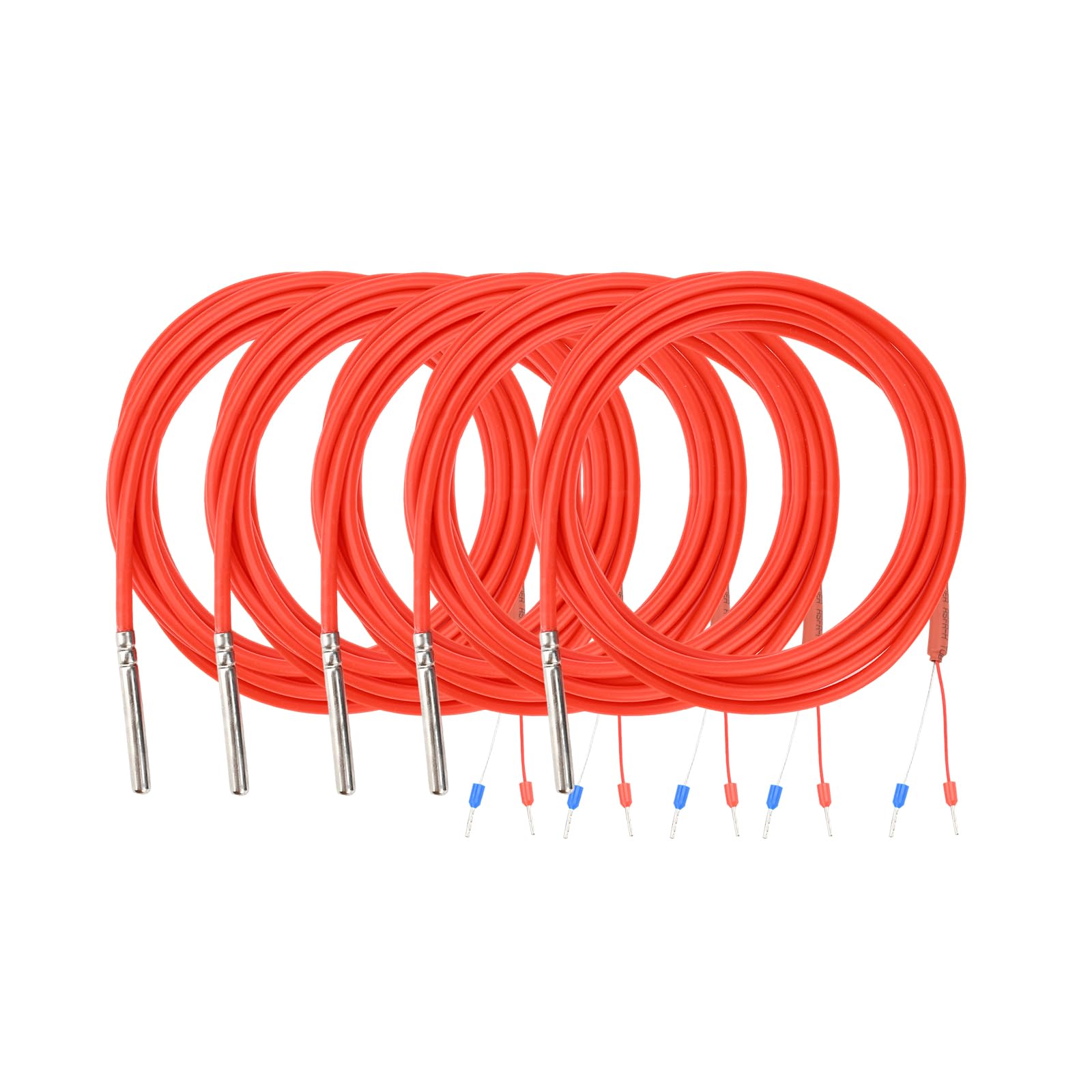 Aideepen PT1000, sensore di temperatura, 5 pezzi, 3 metri, cavo in silicone, digitale, impermeabile, sonda di temperatura con sonda in acciaio inox, intervallo di misurazione della temperatura -50 ℃ ~