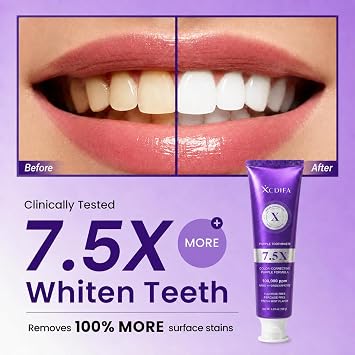 Purple Toothpaste for Teeth Whitening, Fluoride Free Toothpaste