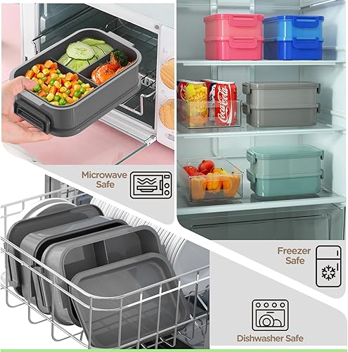 Miniatura 5 de DaCool Lonchera Bento para adultos, caja de almuerzo apilable todo en uno de 74 onzas para adultos, hombres, mujeres, adolescentes, a prueba de