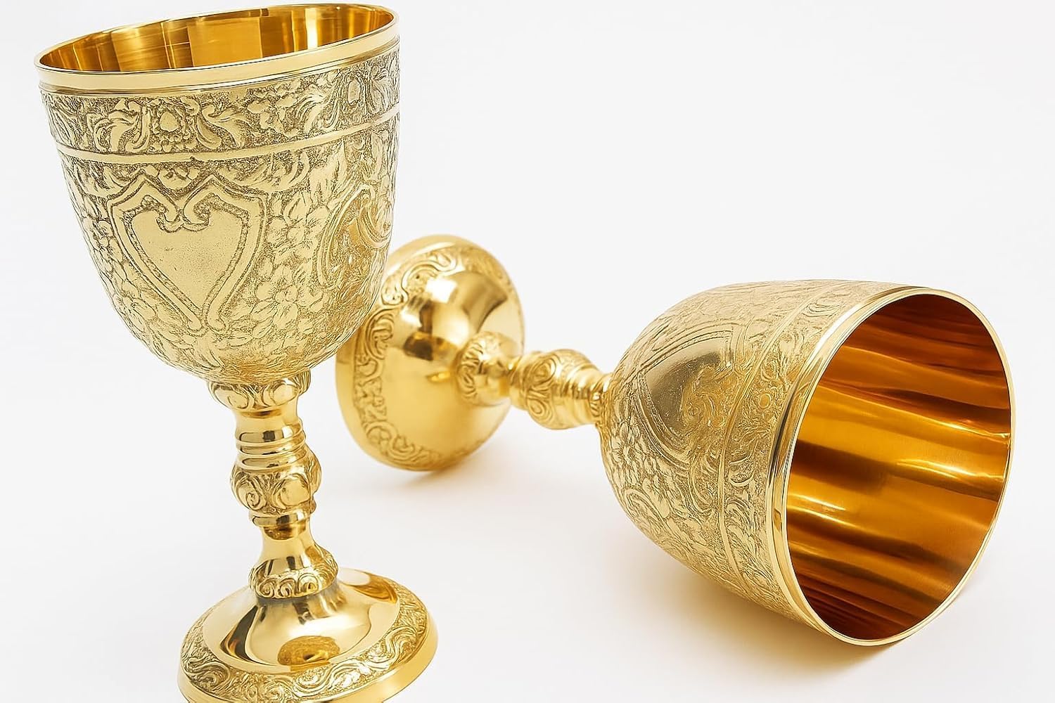 Vintage Chalice Royal Wine Glass Medieval Goblet Solid Brass Cups 6" | Royal Golden Wine Brass Glass Cups Gifts Novelty Ceremonial Drinkware Pack of 1 pc