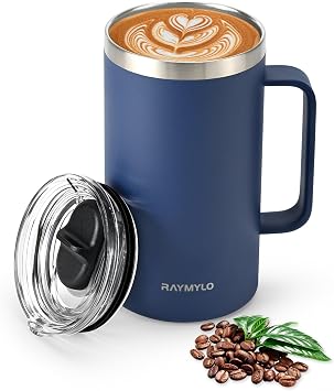 RAYMYLO Insulated Water Bottle 24oz (Navy Blue) + Insulated Coffee Mug 24oz (Navy Blue)