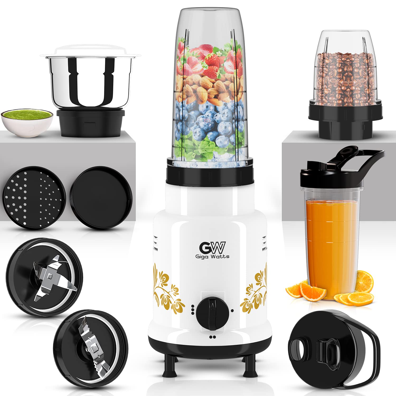 GIGAWATTS 450W Nutri Blender Mixer Grinder for Frozen Drinks Smoothies Sauces Chutney with Leak-Proof 2 Unbreakable-PC & 1 Steel Jar 3 Speed Control 21000 RPM (1 Year Warranty, BIS- IS: 4250 Approved)-picture-40