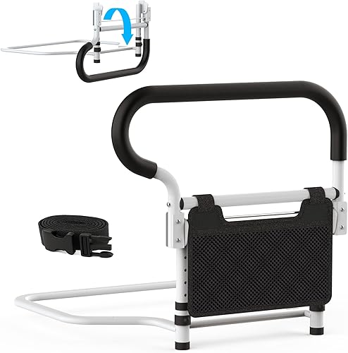 Rieles de cama para adultos mayores, barandilla de asistencia de cama ajustable aprobada por ASTM para personas mayores, con bolsa de almacenamiento