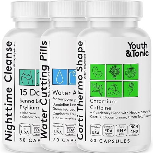 Youth & Tonic Sculpt Shred Cleanse Detox 3X pastillas para perder peso: supresor del apetito, quemador de grasa, refuerzo de energía y limpieza