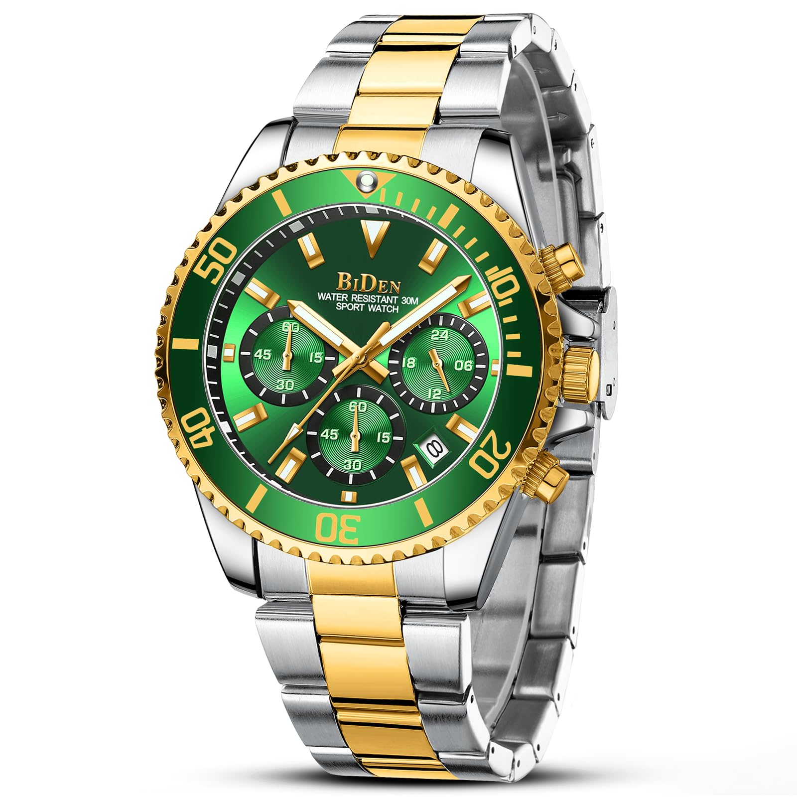 Mens Watches Chronograph Stainless Steel Waterproof Date Analog Quartz Watch Business Casual Fashion Wrist Watches for Men, Silver a, Chronograph,Quartz Watch