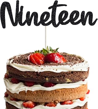 Nineteen Birthday Cake Topper - Double Sided Black Glitter, 19th birthday cake topper for boy, 19th birthday Cake Decorating for girl, Photo Booth Props,anniversary cake toppers