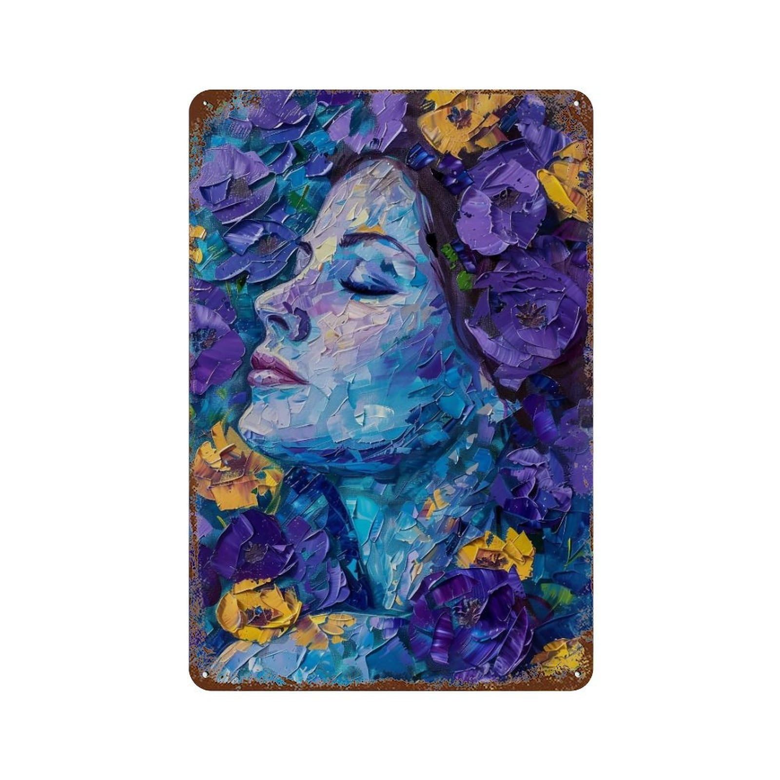 HDURYEYRYY Purple Petal Portrait 02 Wall Retro Iron Vintage Art Metal Tin Sign Poster Modern Home Cofffee Club Art Bar Shop Decor 30x20cm
