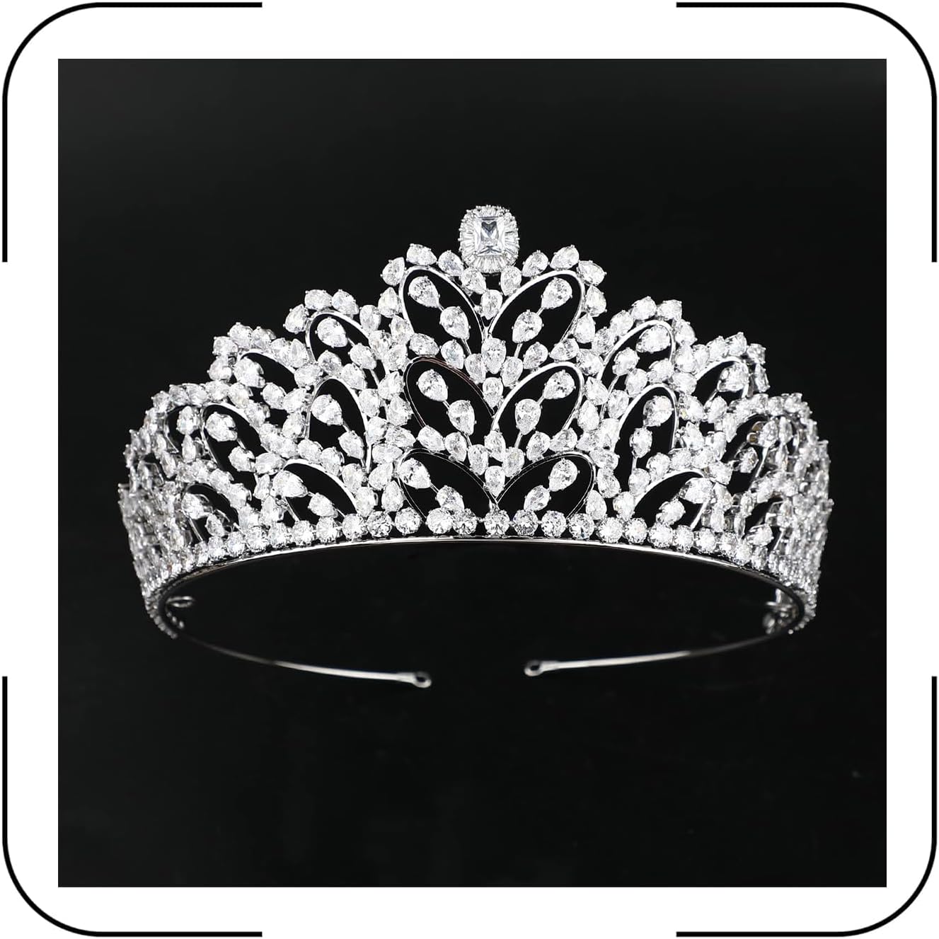 QXMYOO Luxury Full CZ Diamond Wedding Tiaras Tall Crowns for Bride Pageant Prom Quinceanera Birthday Party Silver Gold Crystal Headpieces Bridal Hiar Accessories Cubic Zirconia