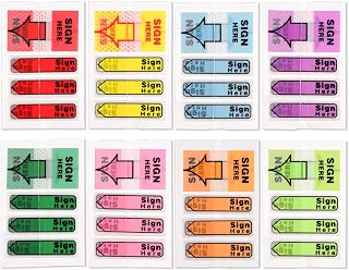 800pcs/8 Packs Sign Here Tabs, Arrow Labels Stickers Colorful Adhesive Sign Here Flags Sticky Signature Tabs for Documents Notebooks Home Office School Supplies