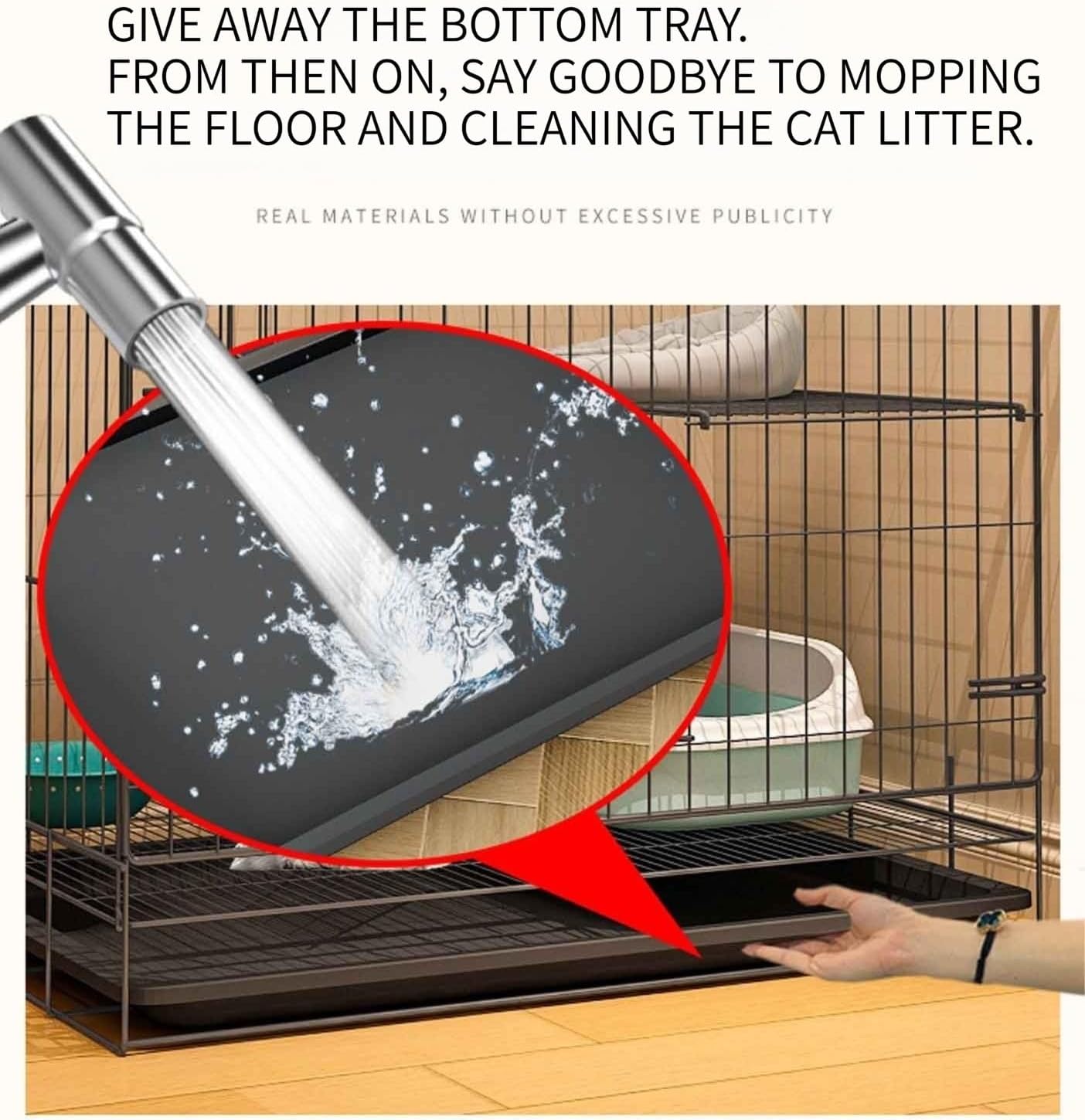 Pet Playpen with Waterproof Base, Cat Crate for Small Animals, Cat Cages Indoor Large with Litter Tray Rabbit Playpen Encrypted Metal Material, Convenient and Easy to Clean (A 83 * 58 * 69Cm)