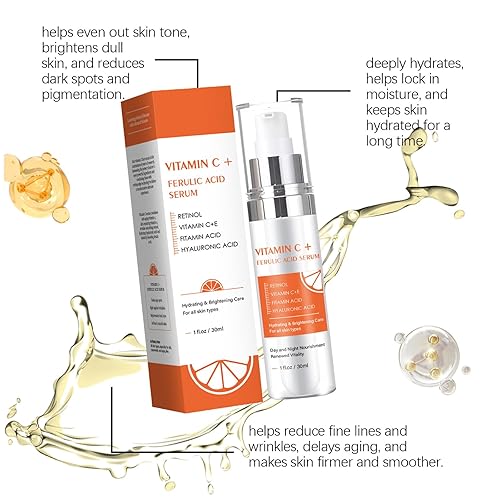 Miniatura 7 de Suero de vitamina C para piel madura, suero facial con 20% de vitamina C para mujeres mayores de 70 años, cuidado de la piel hidratante para reducir