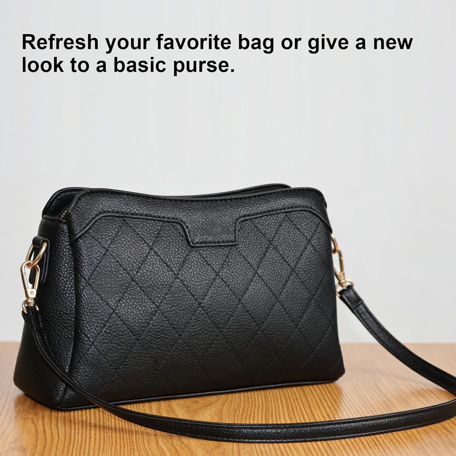 Purse Straps Replacement Crossbody Adjustable Shoulder Strap for Handbags and Purses, Easy to Install Black PU Leather Detachable Strap for Commuting, Shopping, Travel - Image 6