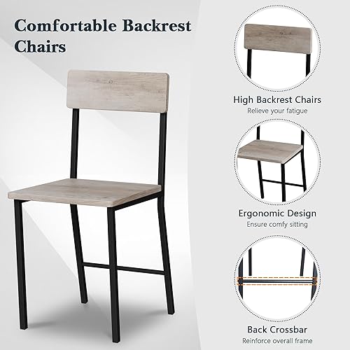 Miniatura 7 de SUNLEI Mesa de comedor para 4 personas con 2 sillas y un banco de almacenamiento, juego de mesa de cocina pequeño con estante para vino, escritorio