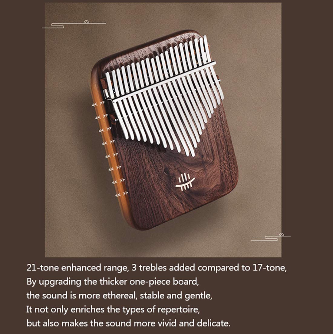 Kalimba 21 Touches – Piano à Pouce En Acajou Massif, Professionnel, Avec Marteau D'accord Et Housse