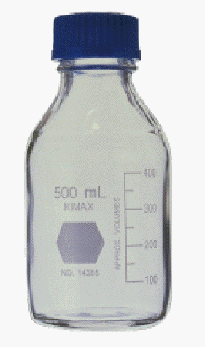 Kimble Chase 14395-1000 Glass Media Storage Bottle with Polypropylene (PP) Cap, 1000 mL, 10/Cs