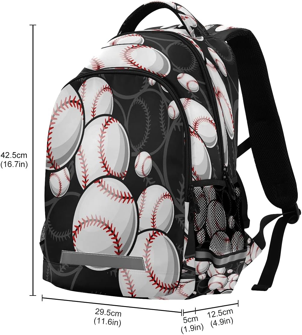 AUUXVA Sport Ball Baseball Theme Backpack School Bookbag Laptop Purse Casual Daypack for Teen Girls Women Boys Men College Travel - Image 3