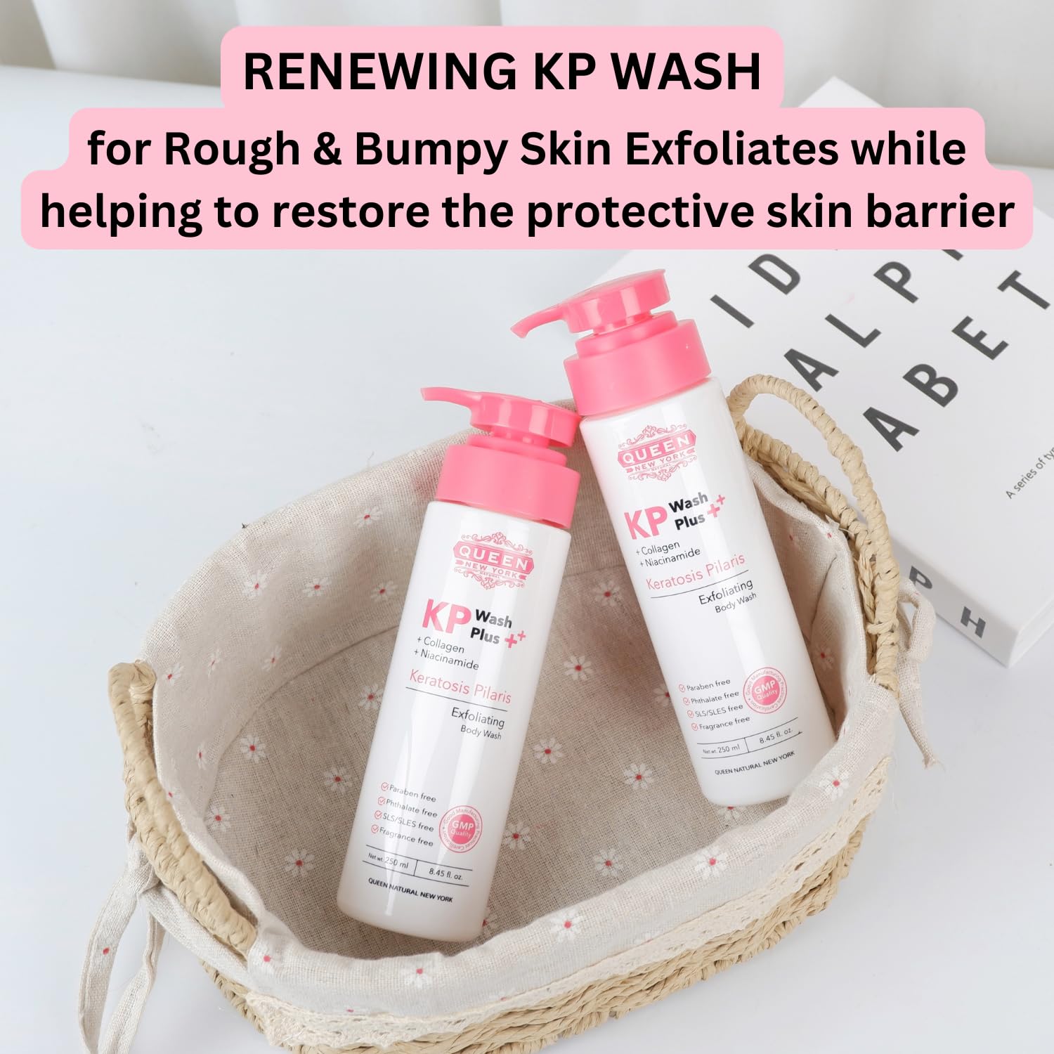 QUEEN KP WASH | Body Keratosis Pilaris Exfoliating Body Wash Plus Collagen Niacinamide |15% Glycolic Acid, 2% Salicylic Acid Reduces Rough & Red Bump, Gets Rid Of Redness-Fragrance Free