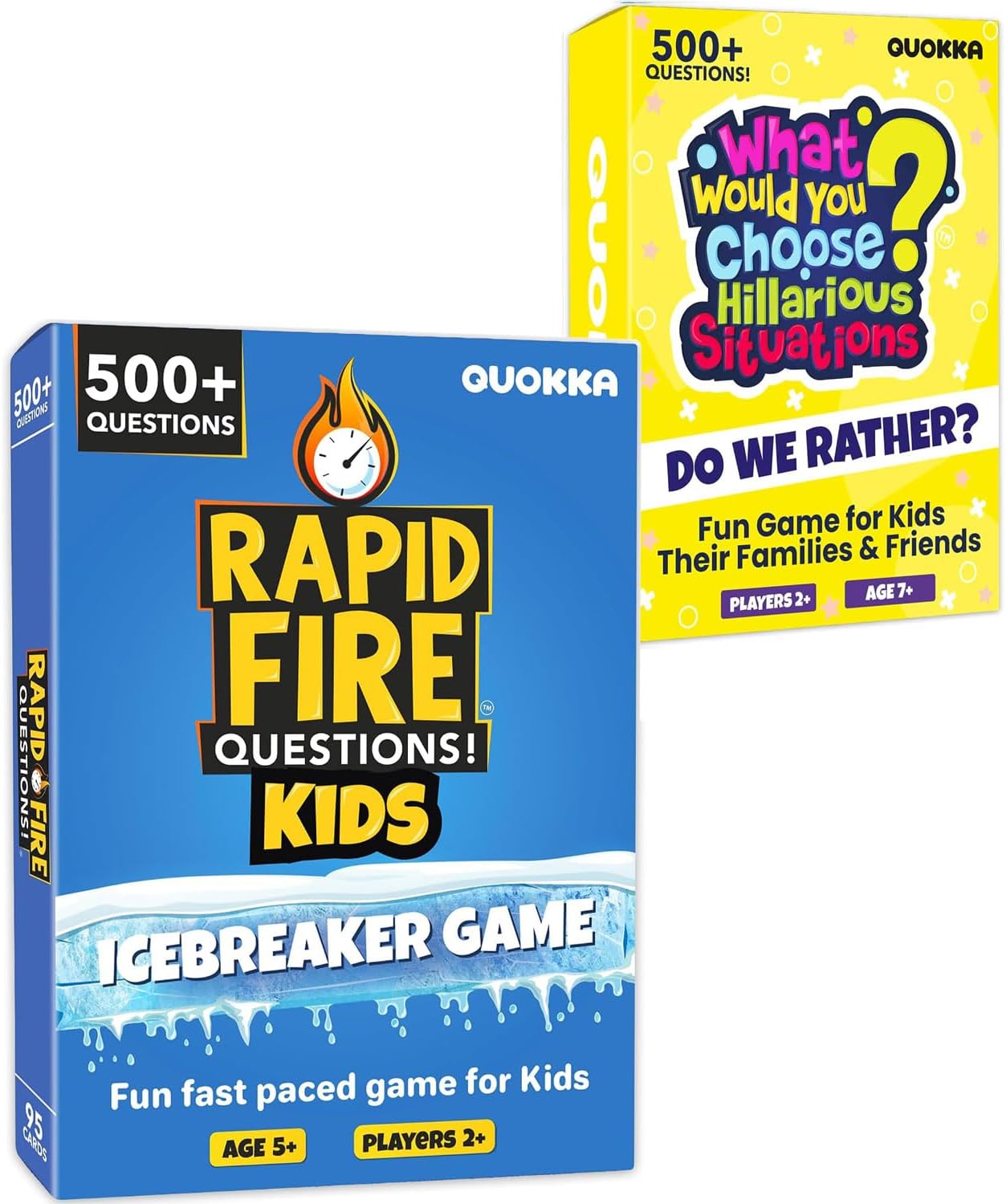 Quokka Rapid Fire Kids Icebreaker and What Would You Choose Hilarious Situations Card Games Bundle