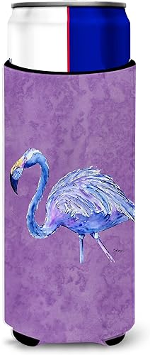 Caroline's Treasures 8874MUK Flamingo on Purple Ultra Hugger para latas delgadas, lata delgada, multicolor