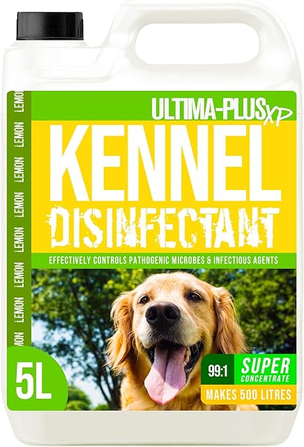 ULTIMA-PLUS XP Kennel Kleen - Disinfectant, Cleaner, Sanitiser & Deodoriser - Concentrated Formula Kennel Cleaner - For use in Kennels, Catteries, Hatches and More! (Lemon Fragrance, 5 Litres)