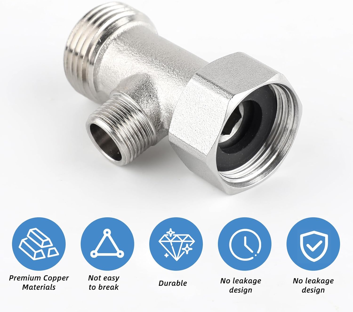 Bidet T Adapter,3 Way 7/8"x7/8"x3/8" Valve with Gasket,T Valve Hose Splitter for Bidet Sprayer,Shower Head Diverter,Toilet Faucet Connector Fitting