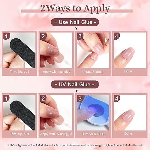 Miniatura 8 de JODSONE 120 uñas postizas cortas a presión con pegamento para uñas, uñas postizas cortas de ataúd para extensión de uñas, kits de uñas postizas