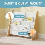 Humble Crew Kids Book Rack Storage Bookshelf with Deep Sleeves, Universal, Natural/White
