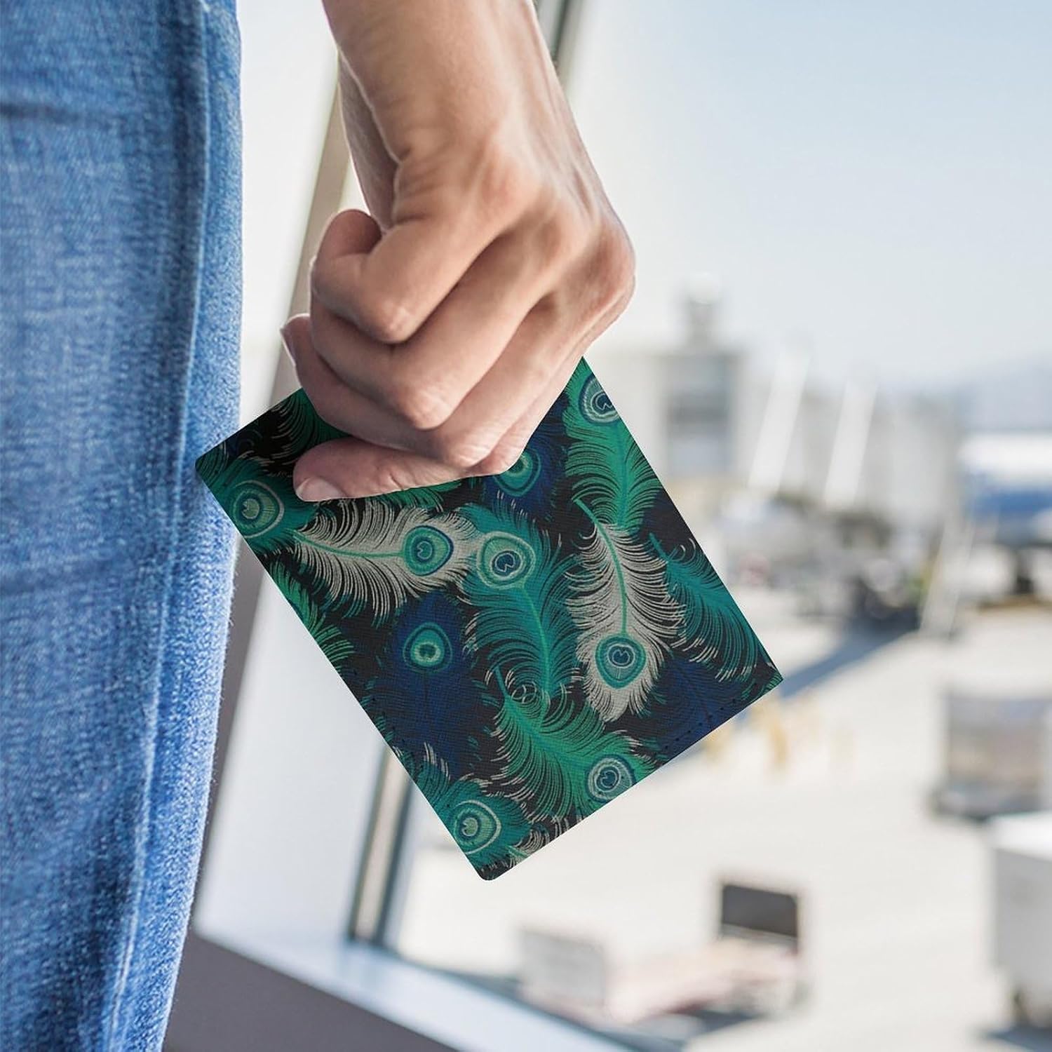Fresh Peacock Passport Holder Slim PU Leather Passports Wallet Portable Passports Protector Passport Cover