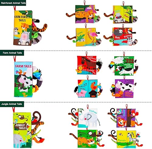 Vista 2 de beiens Juguetes para bebés, libros suaves y arrugados de tela para tacto y tacto, juguetes para bebés de 0-3-6-12-18 meses, juego de regalos de baby