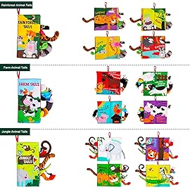 beiens Baby Books Toys, Touch and Feel Cloth Crinkle Soft Books, Toys for 0-3-6-12-18 Months Infant Newborn Baby Boy Girl Shower Gifts Set, Sensory Learning Stroller Toys (3PCS)