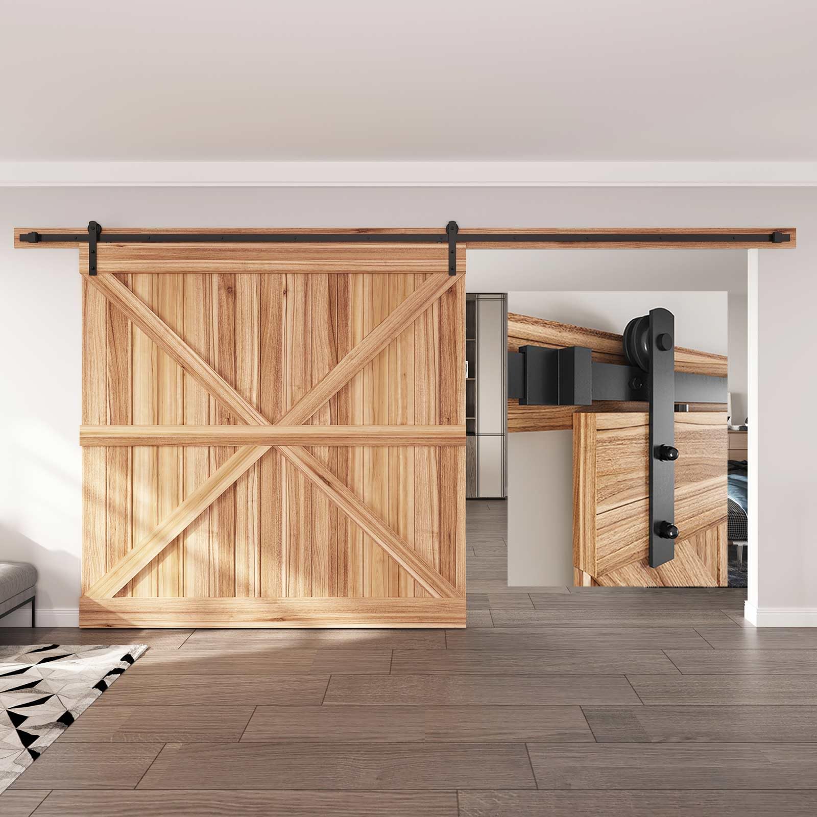 EaseLife 14 FT Double Door Sliding Barn Door Hardware Track, 51 OFF