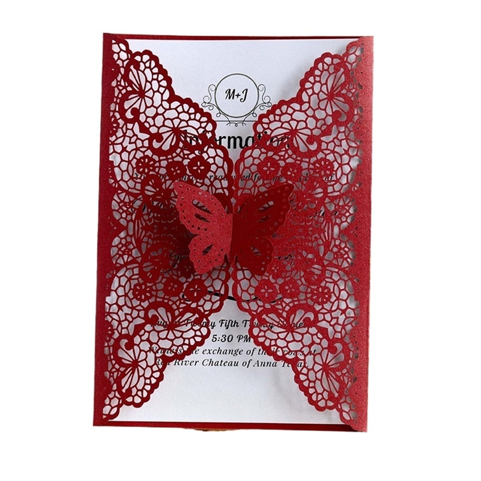 Einladungskarten hochzeit 50 Stück Schmetterlinge, hohl, lasergeschnitten, for Hochzeitseinladungskarten, individuell gestaltet, for Geburtstag, Verlobung, Hochzeit, Dekoration, Partyzubehör(50 Dark R