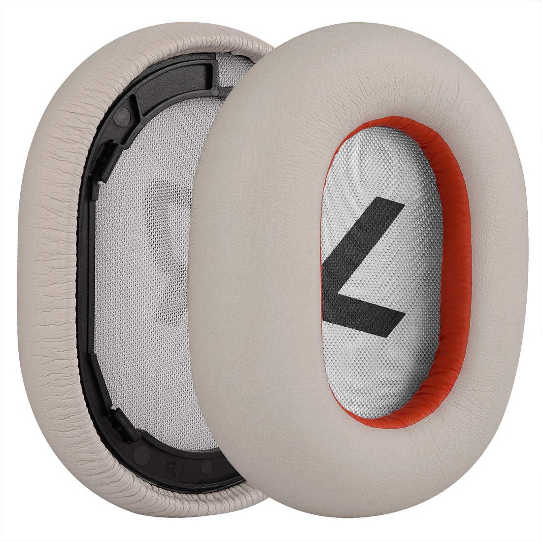 Geekria QuickFit Replacement Ear Pads for Plantronics BackBeat PRO2/PRO2 Special Edition, Voyager 8200UC Headphones Ear Cushions, Repair Parts (White/Red)