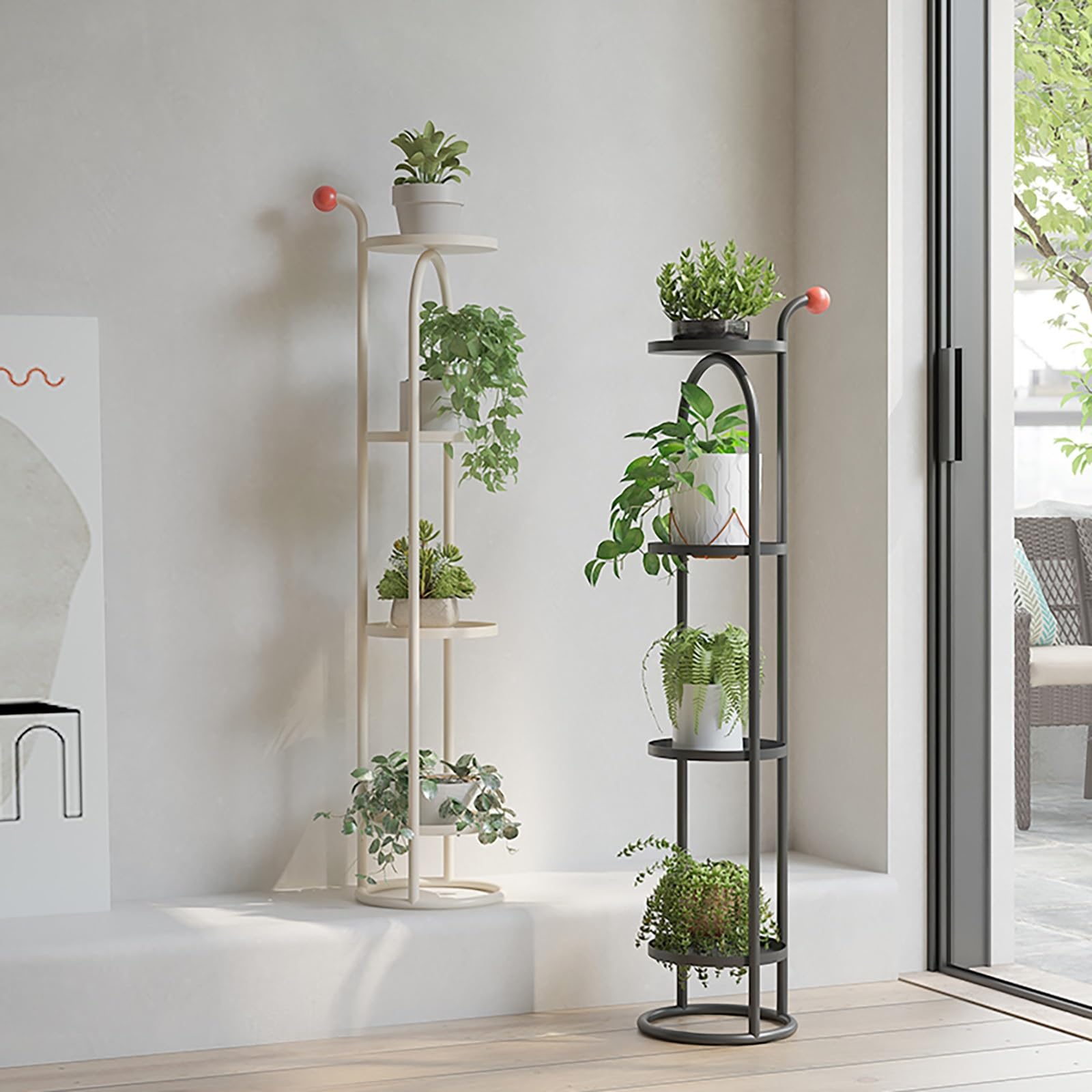 Metal Plant Stand, Tall Shelf Planter Organizer, Tiered Corner Multiple Flower Pot Holder, Plant Rack for Patio Living Room Garden(Black)